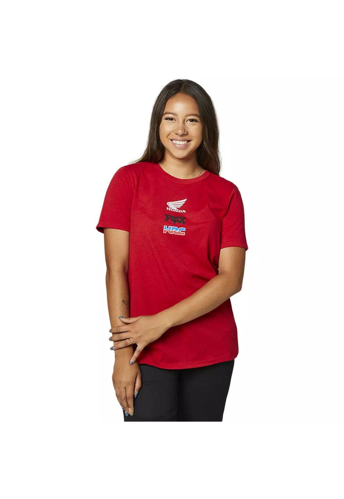Polera Lifestyle Mujer Honda Wing Rojo Fox-0