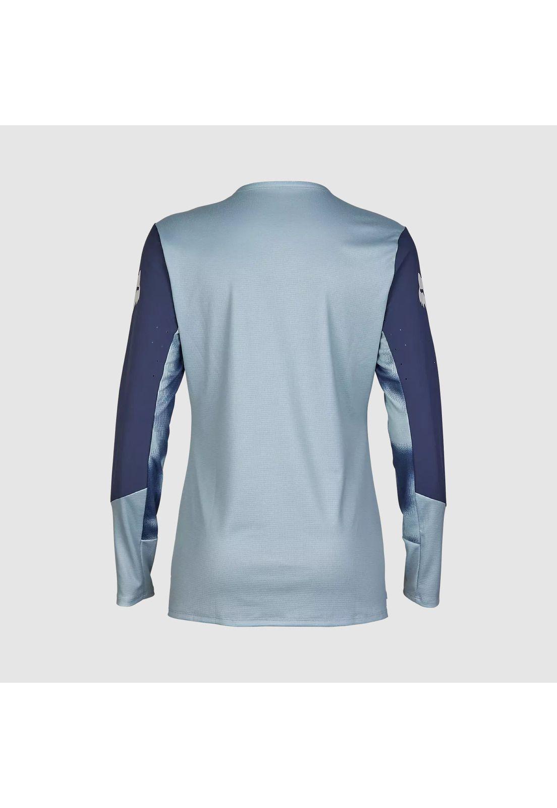 Polera Bicicleta Mujer Defend Taunt Manga Larga Celeste Metalico Fox-1