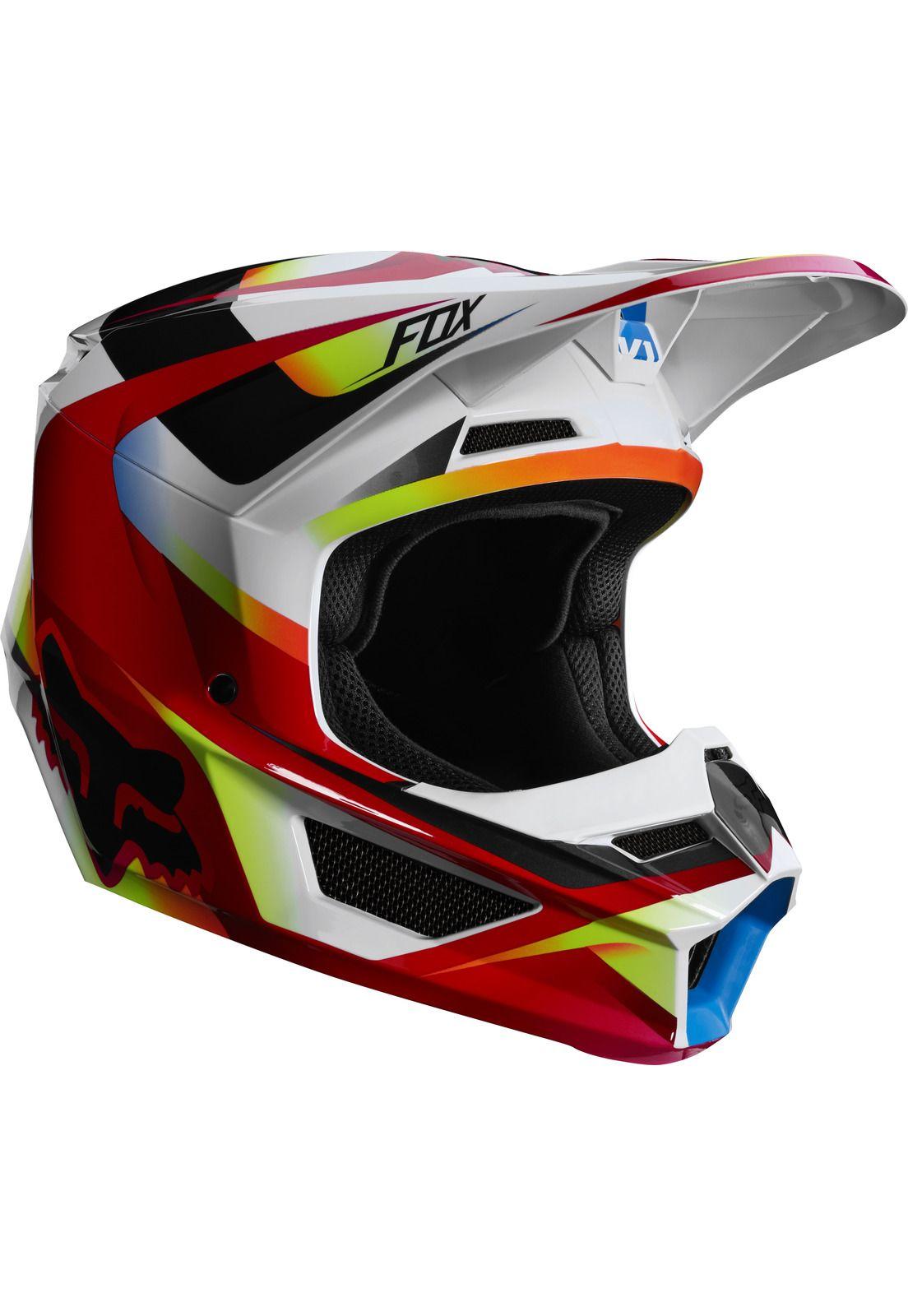 Casco Moto Niño V1 Motif Rojo Blanco Fox.-0