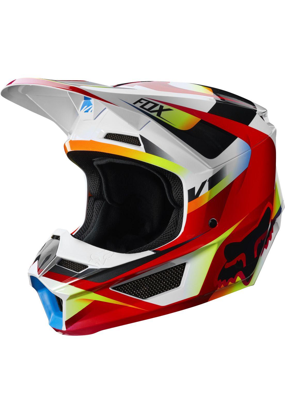 Casco Moto Niño V1 Motif Rojo Blanco Fox.-1