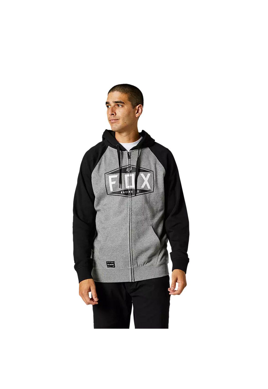 Poleron Lifesttle Emblem Zip Raglan Gris/Negro Fox-0