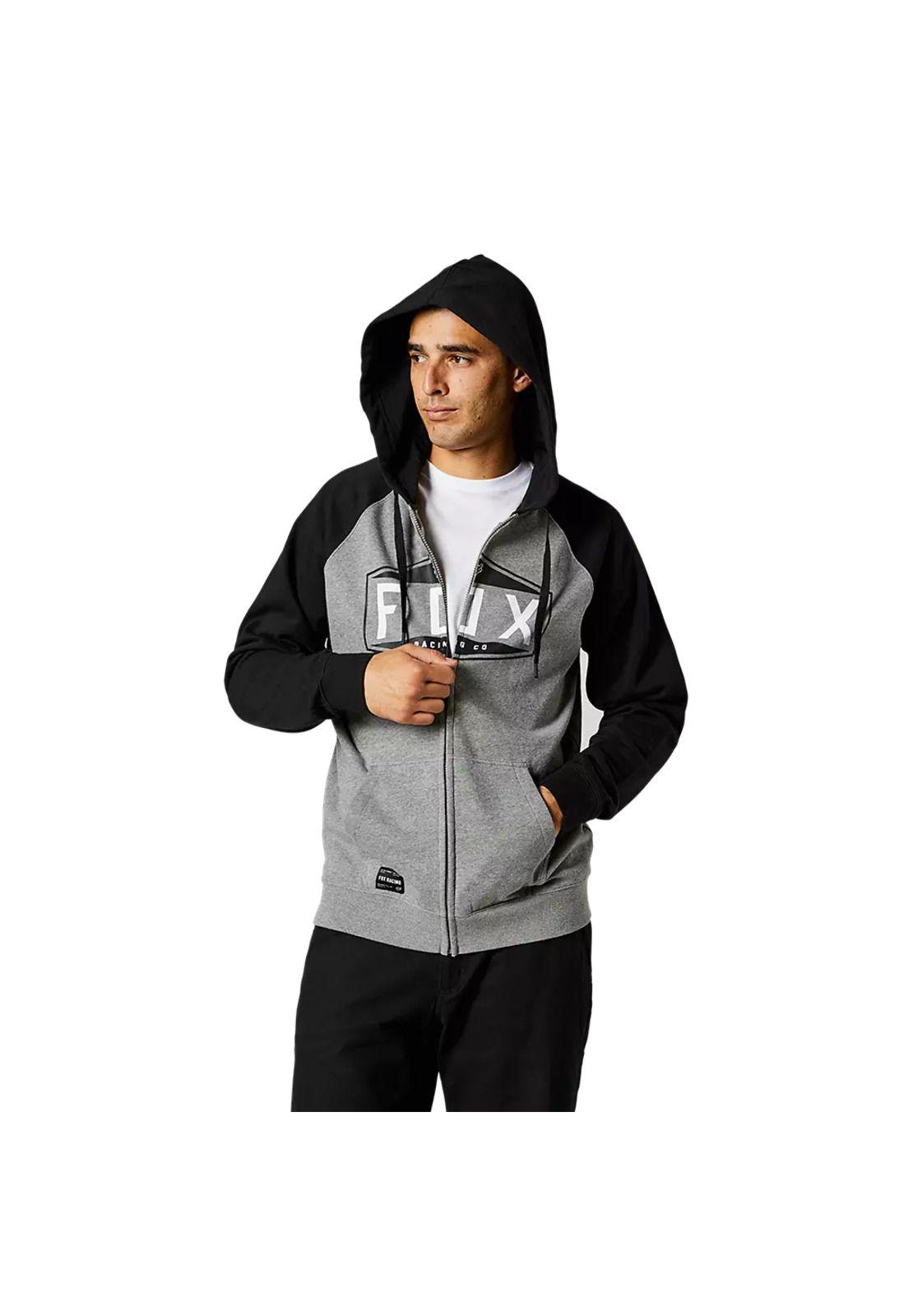 Poleron Lifesttle Emblem Zip Raglan Gris/Negro Fox-2