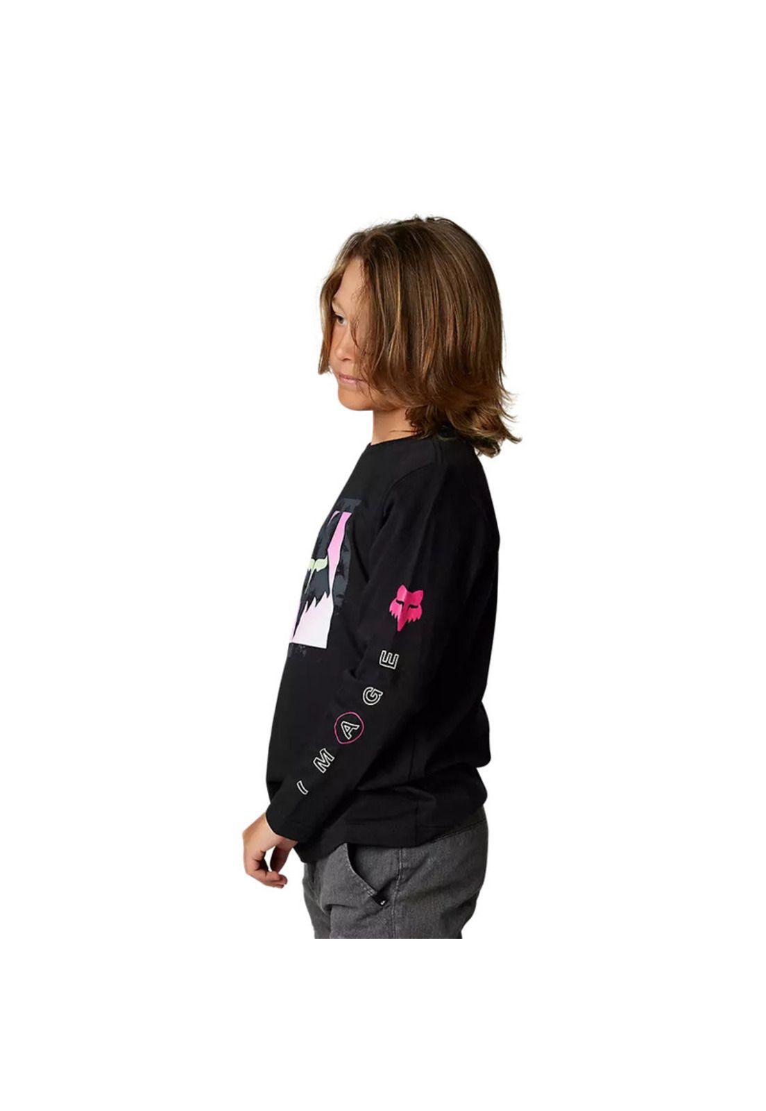 Polera Lifestyle Niño Manga Larga Detonate Negro Fox-0