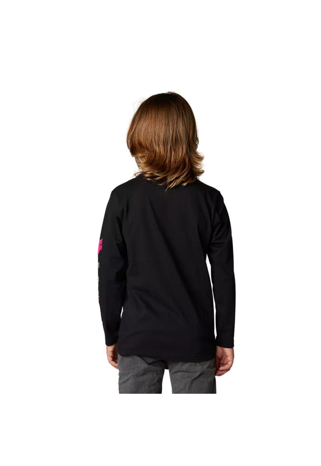 Polera Lifestyle Niño Manga Larga Detonate Negro Fox-2