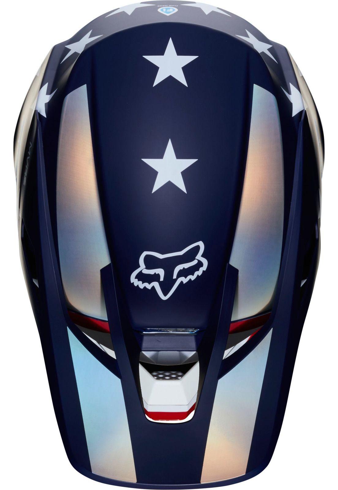 Casco Moto V3 Prey Blanco/Rojo/Azul Fox-2