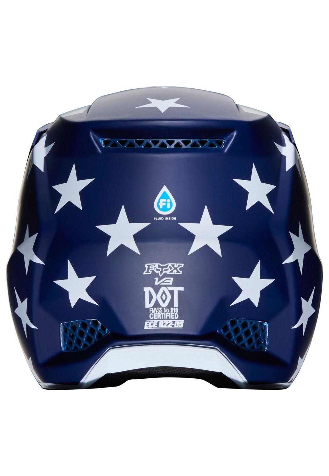 Casco Moto V3 Prey Blanco/Rojo/Azul Fox-3