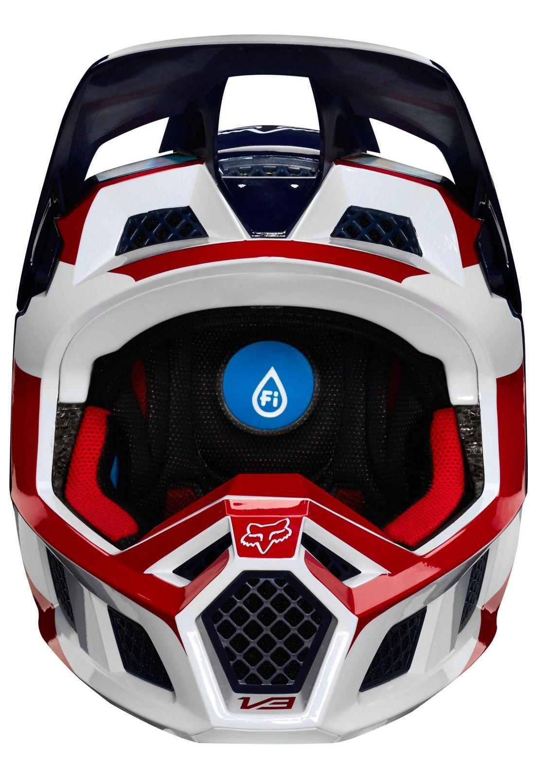 Casco Moto V3 Prey Blanco/Rojo/Azul Fox-4