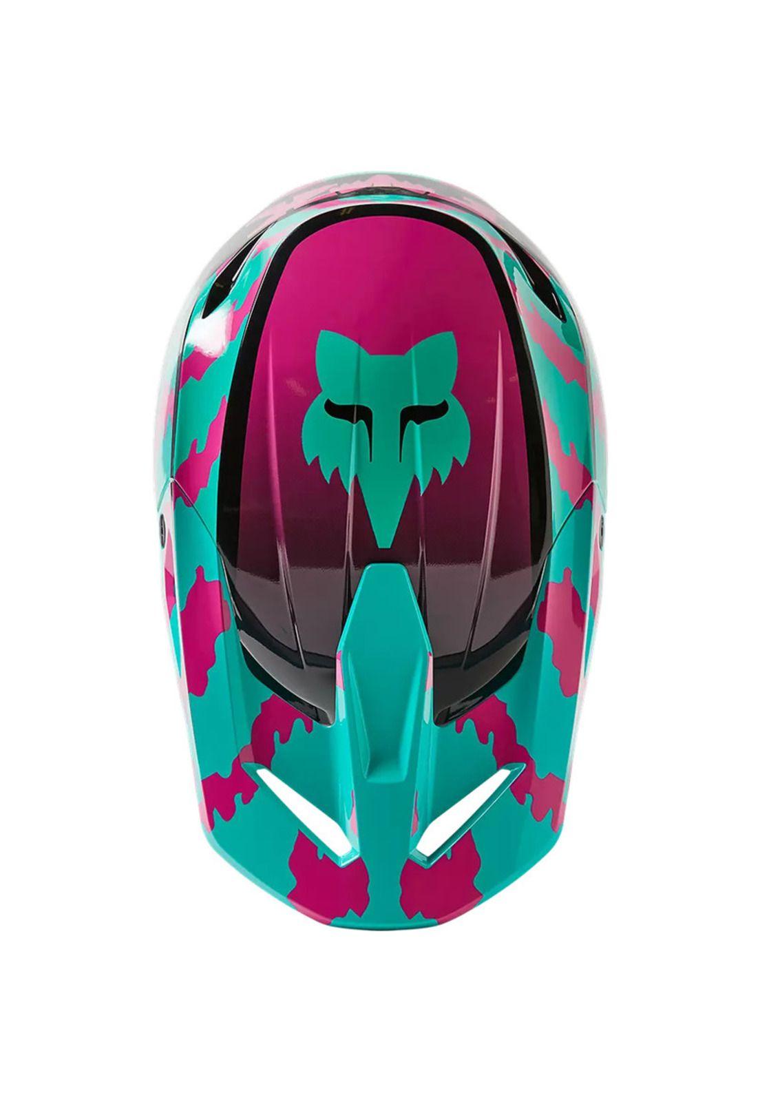 Casco Moto Niño V1 Nuklr Celeste/Rosado Fox-3