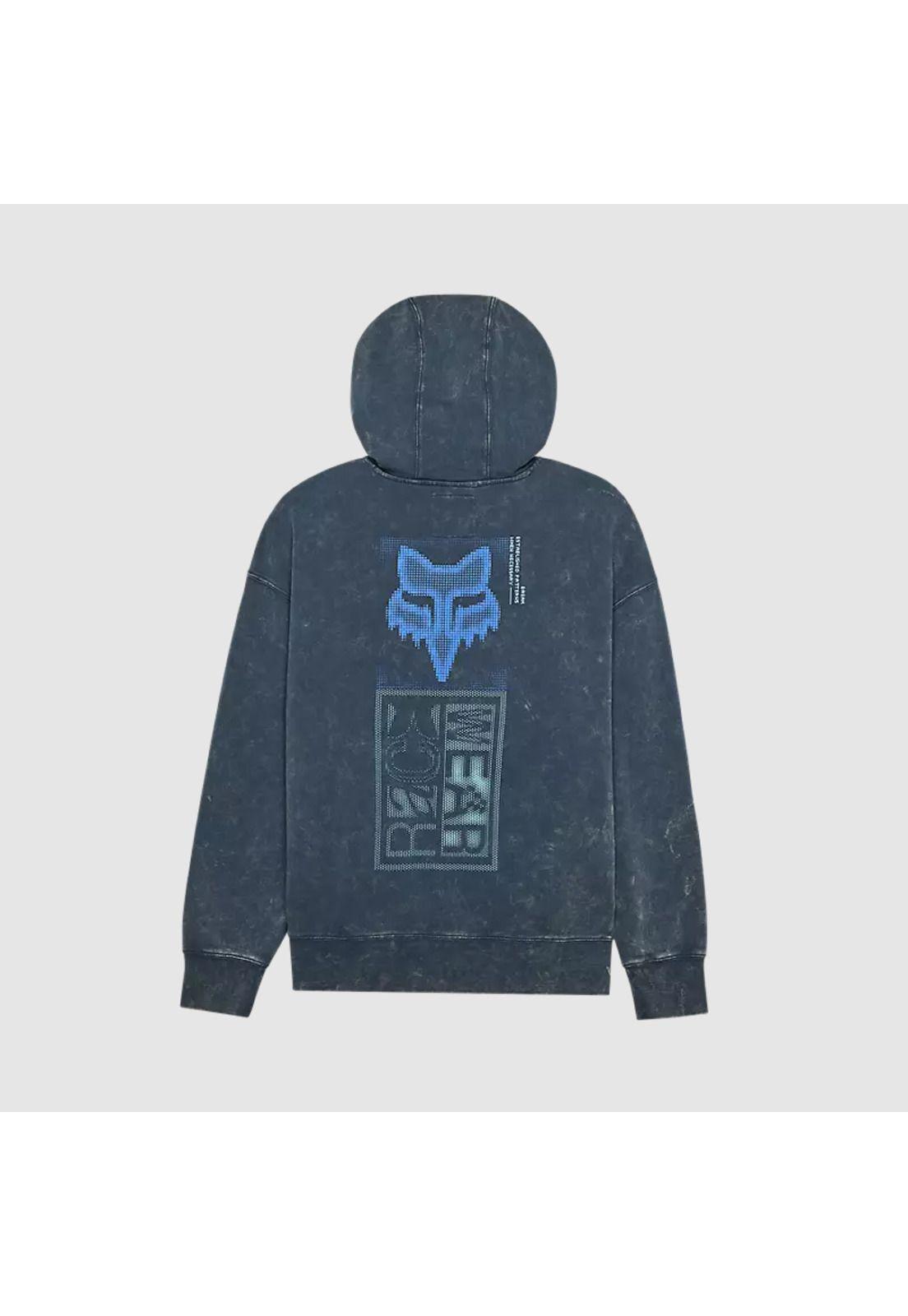 Poleron Lifestyle Canguro Throttle Oversized Azul Fox-1