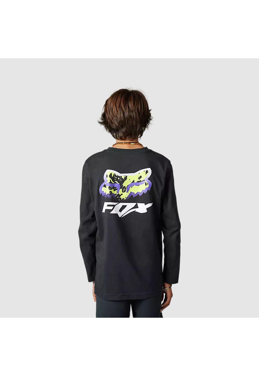 Polera Lifestyle Niño Morphic Manga Larga Negro Fox-1