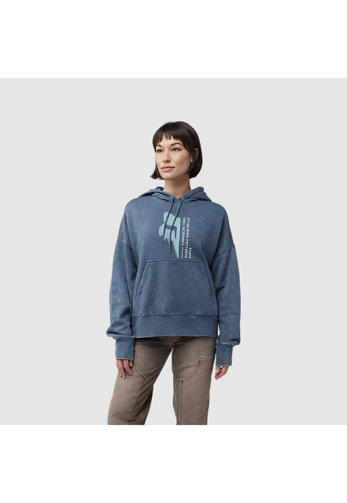 Poleron Lifestyle Mujer Canguro Throttle Oversized Azul Fox-2