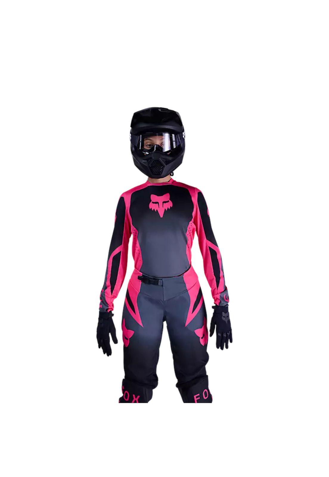 Polera Moto Mujer 180 Shield Negro/Rosado Fox-2