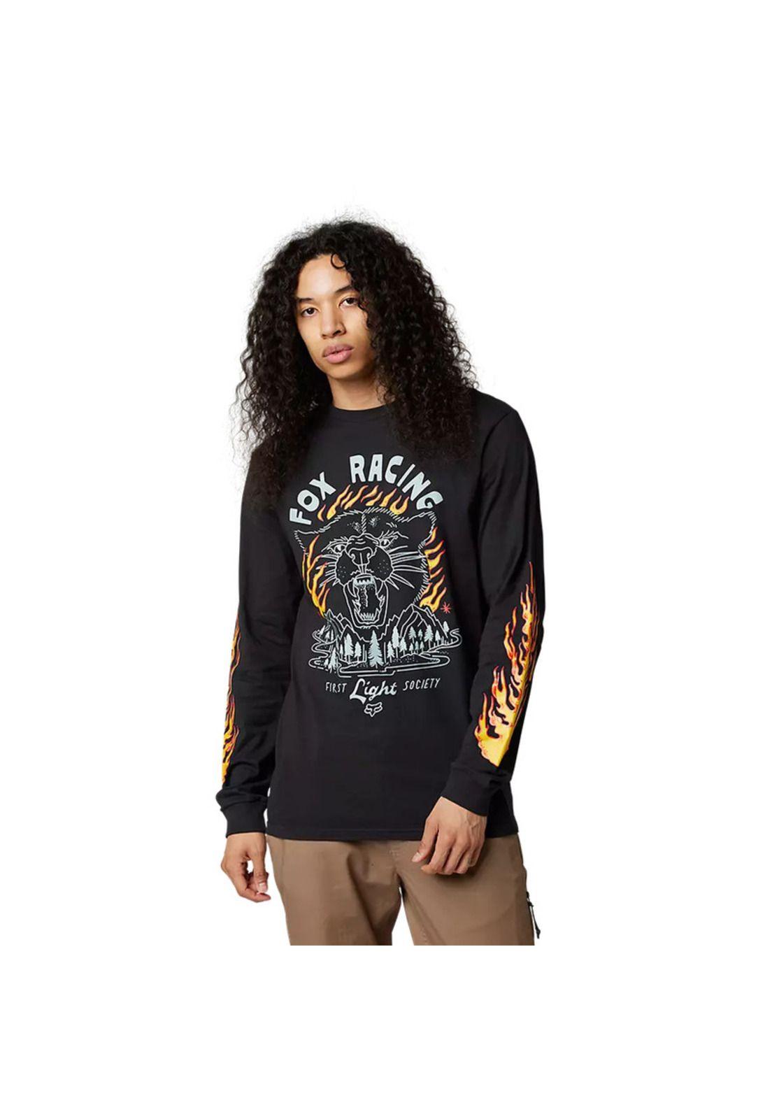 Polera Lifestyle Manga Larga Parkerboss Negro Fox-0