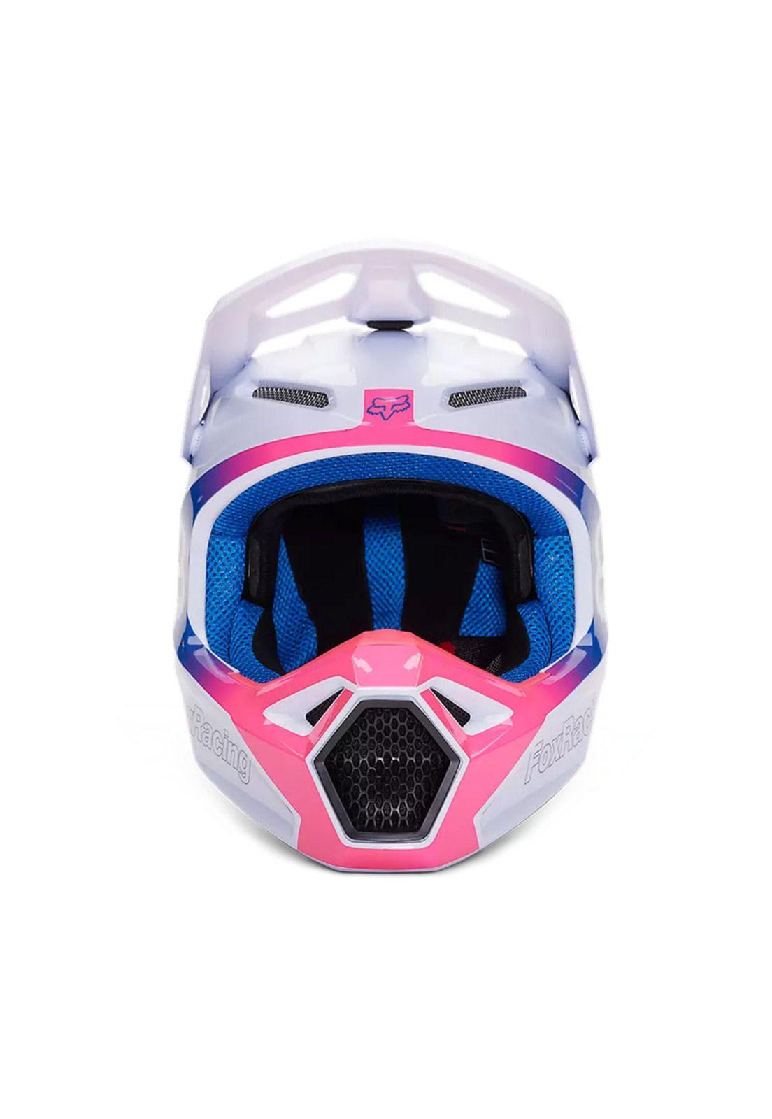 Casco Moto V1 Horyzn Negro/Blanco/Rosado Fox-5