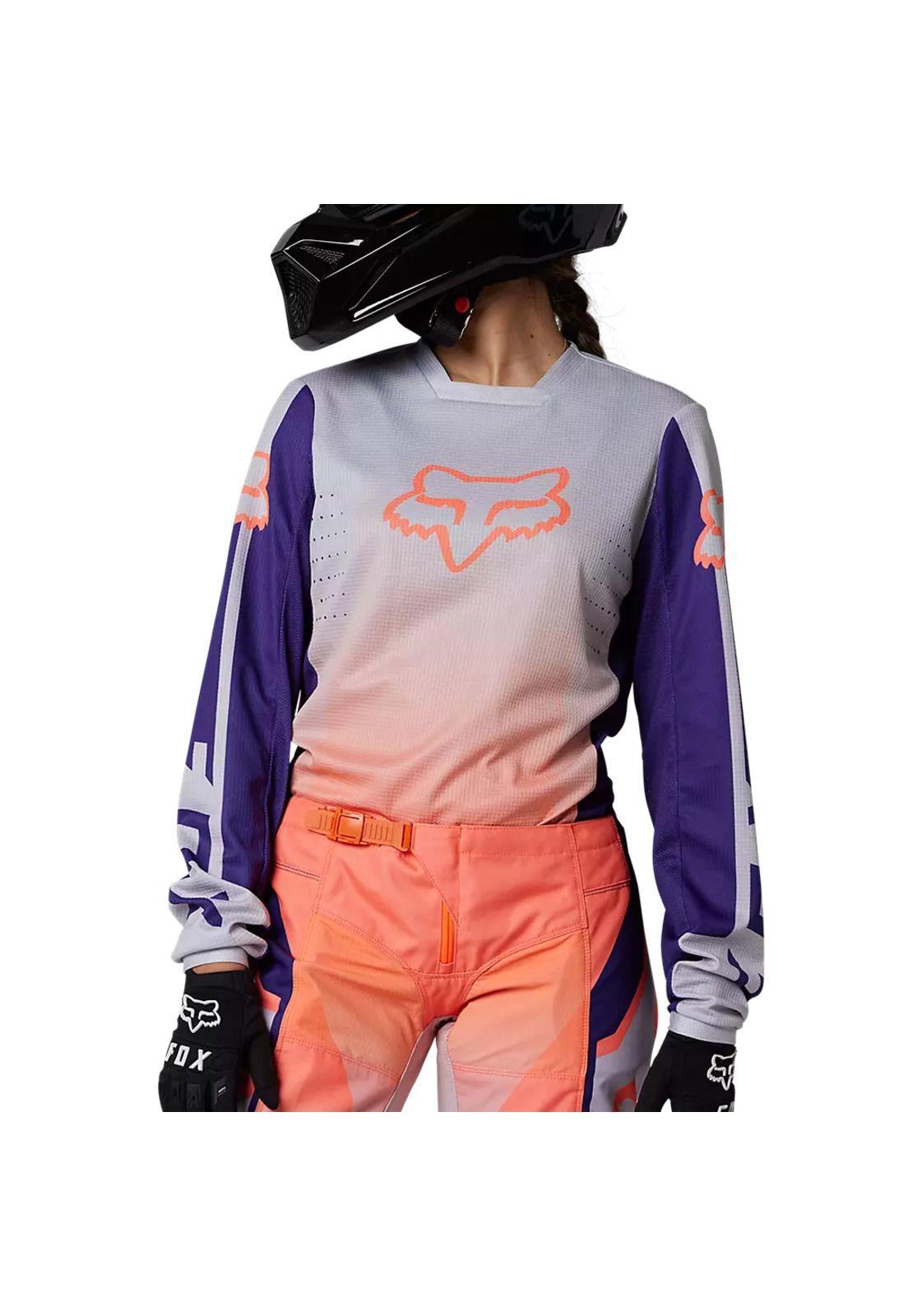 Polera Moto Mujer 180 Leed Naranjo/Morado Fox-1