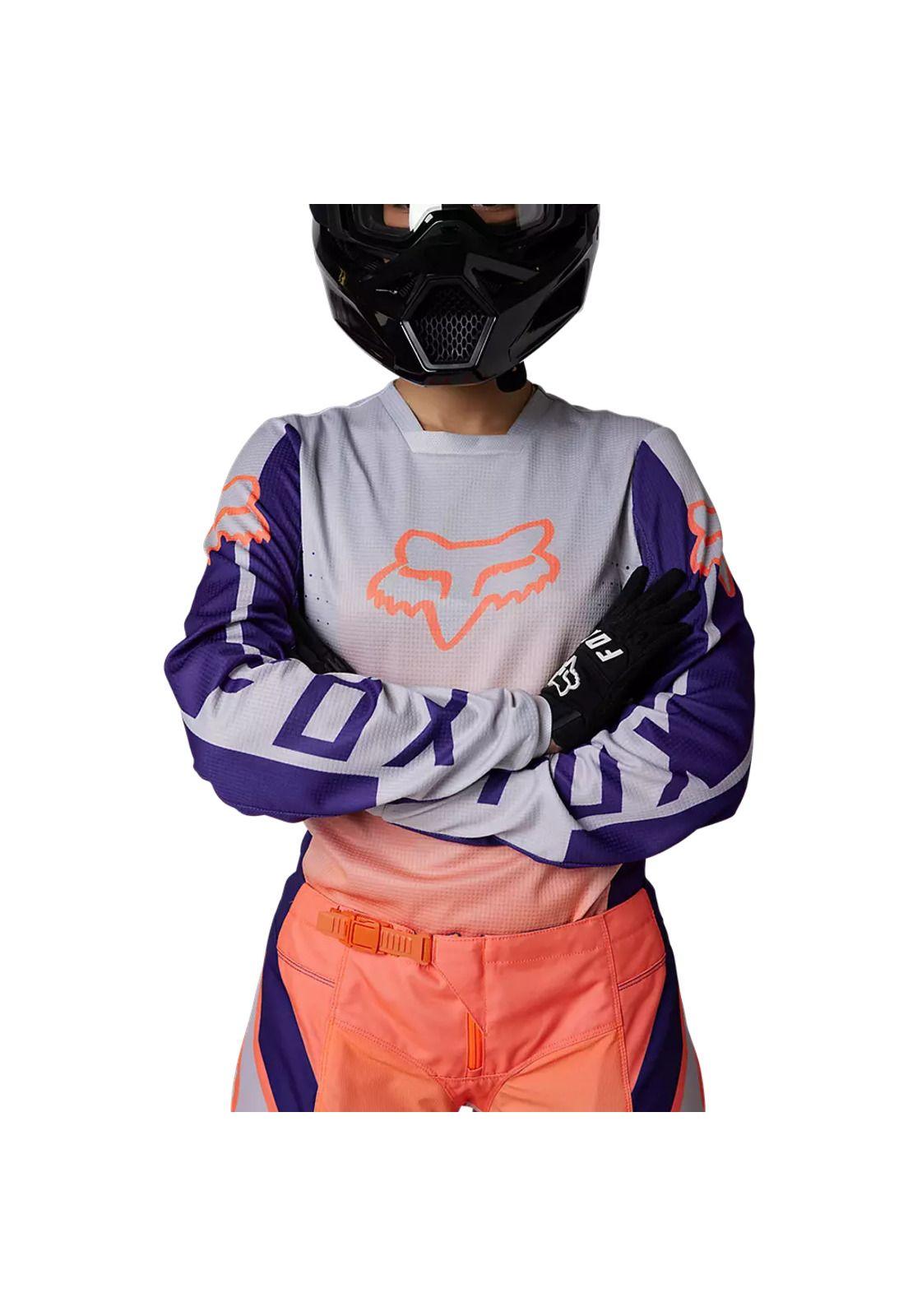 Polera Moto Mujer 180 Leed Naranjo/Morado Fox-4