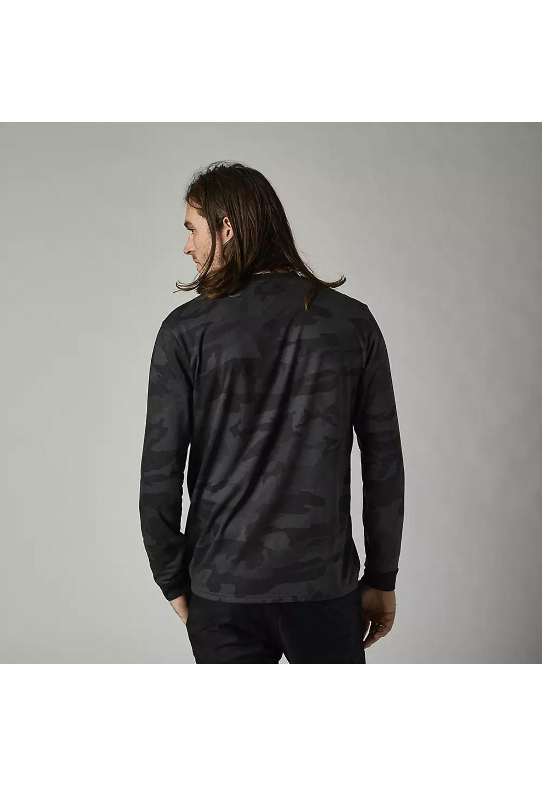 Polera Lifestyle Manga Larga Clean Up Negro Camo Fox-2