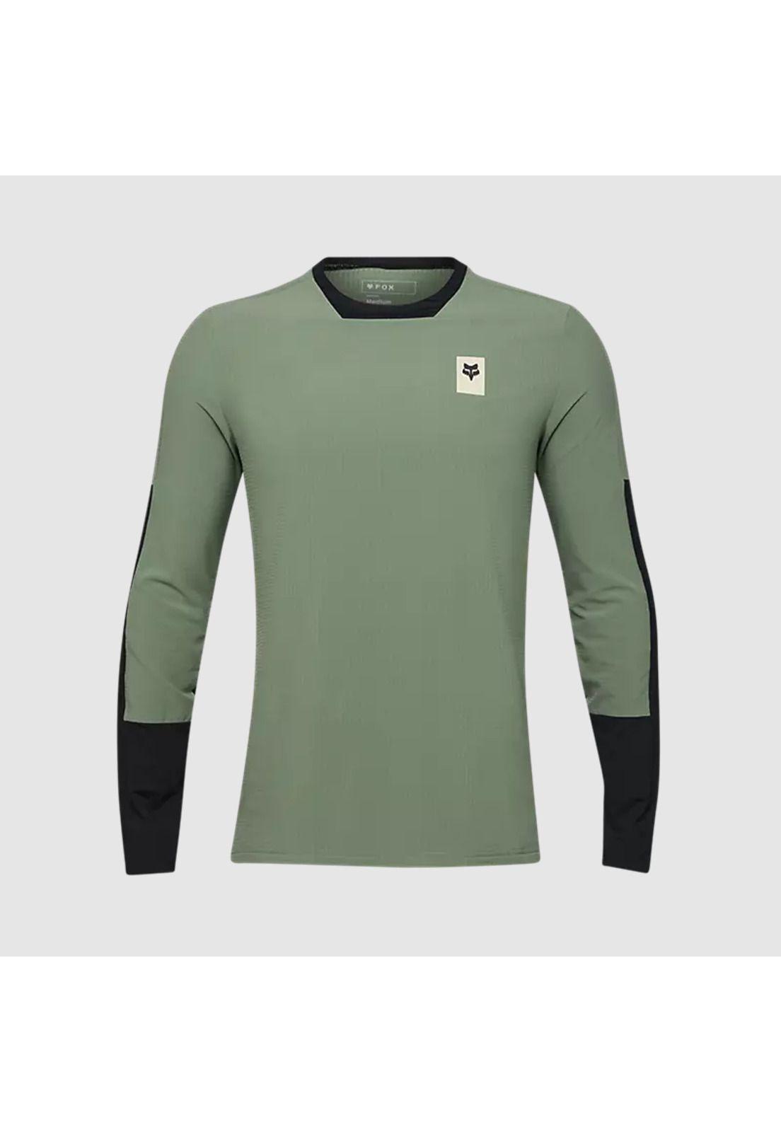 Polera Bicicleta Defend Thermal Manga Larga Verde Fox-0