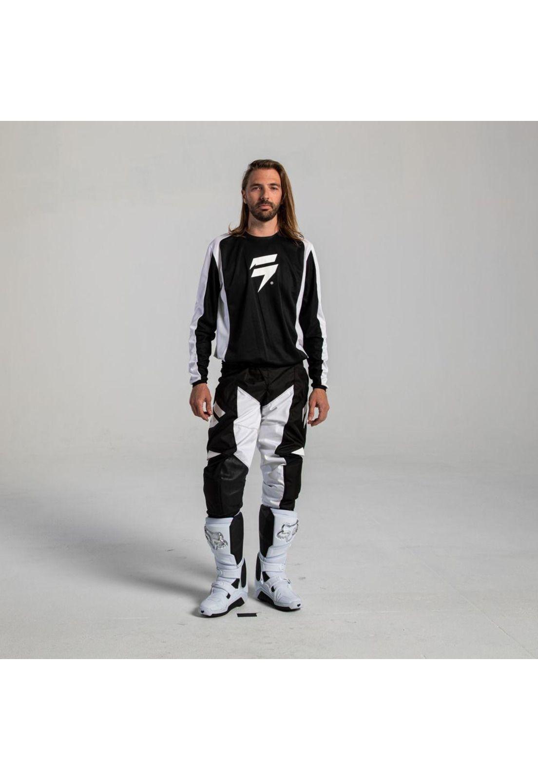 Pantalon Moto White Label Race Negro/Blanco Shift-1