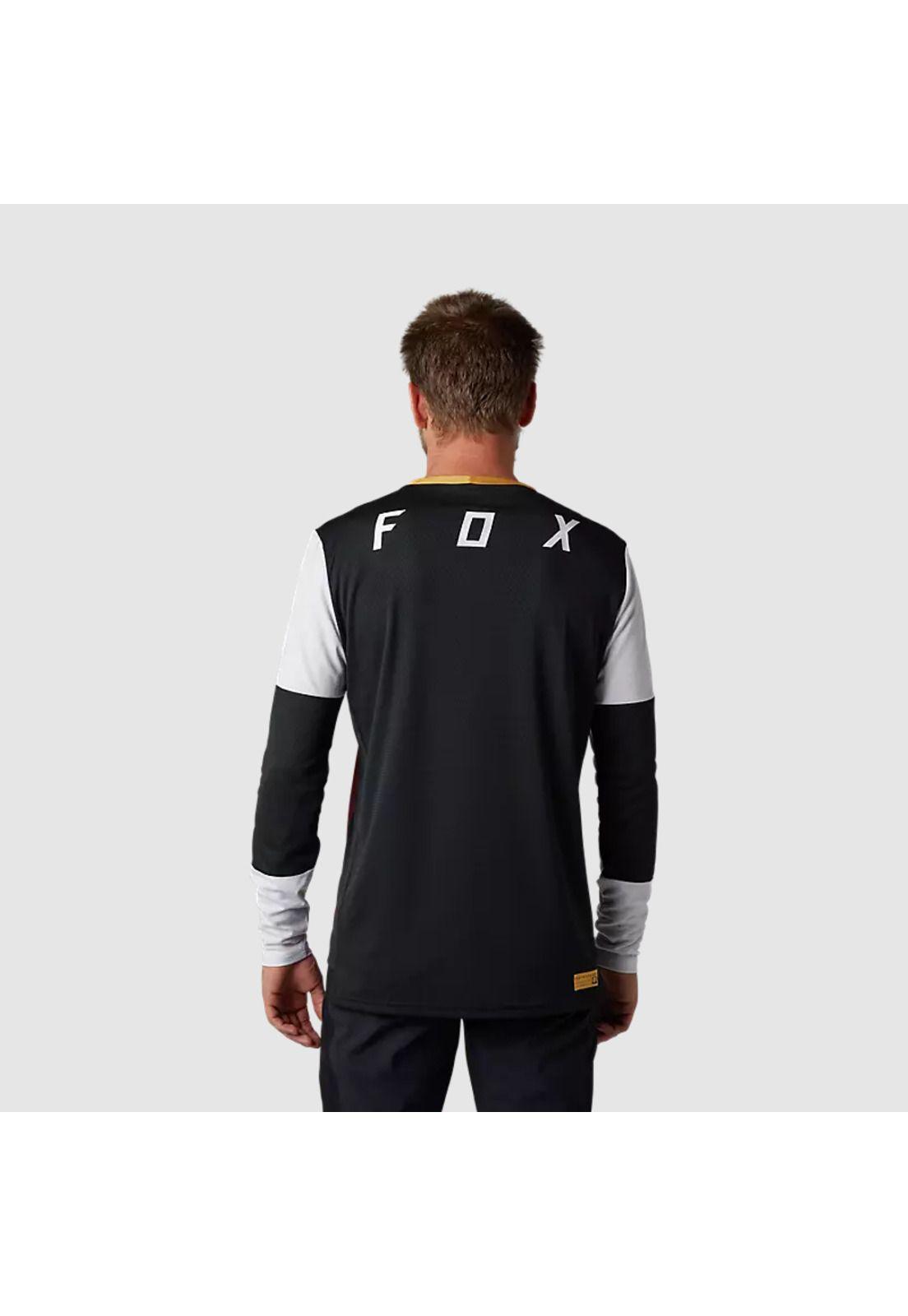 Polera Bicicleta Defend Aurora Negro/Blanco/Rojo Manga Larga Fox-2