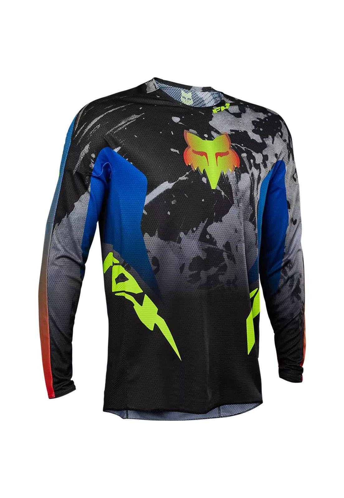 Polera Moto 360 Dkay Azul/Negro/Amarillo Fox-0