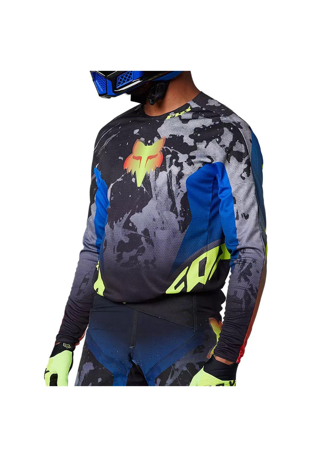 Polera Moto 360 Dkay Azul/Negro/Amarillo Fox-1