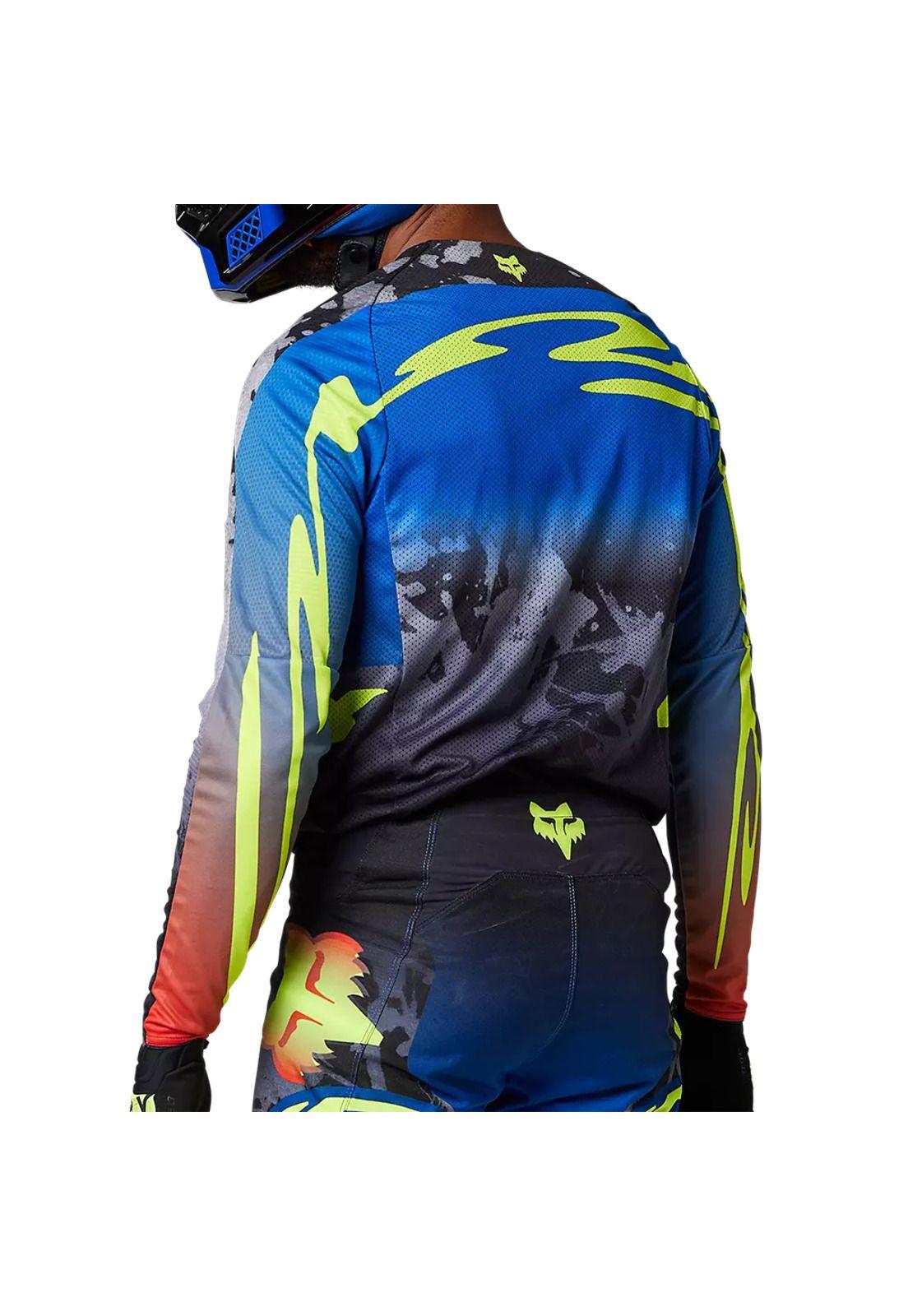 Polera Moto 360 Dkay Azul/Negro/Amarillo Fox-2