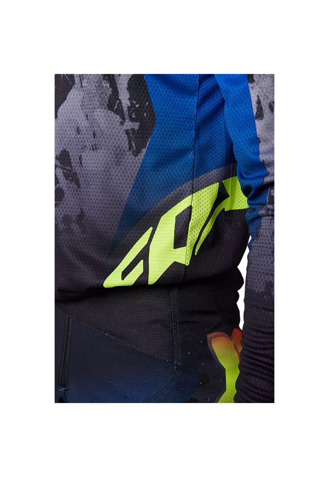 Polera Moto 360 Dkay Azul/Negro/Amarillo Fox-5