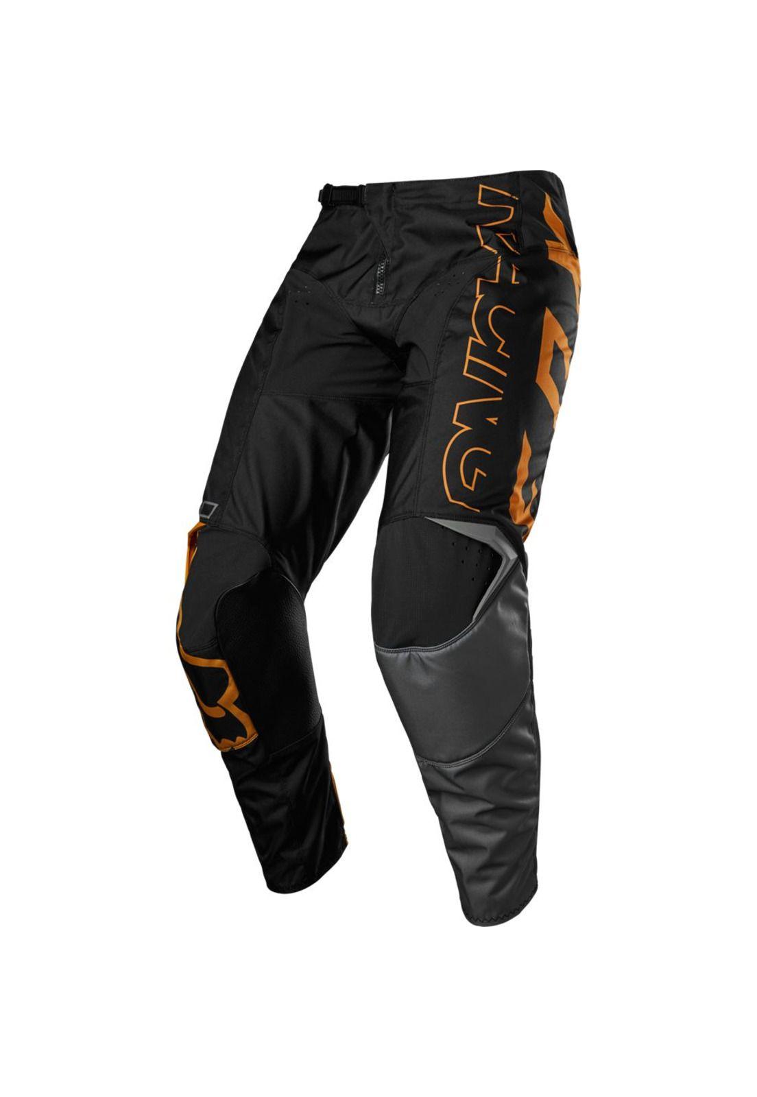 Pantalon Moto Niño 180 Skew Negro/Dorado Fox-1