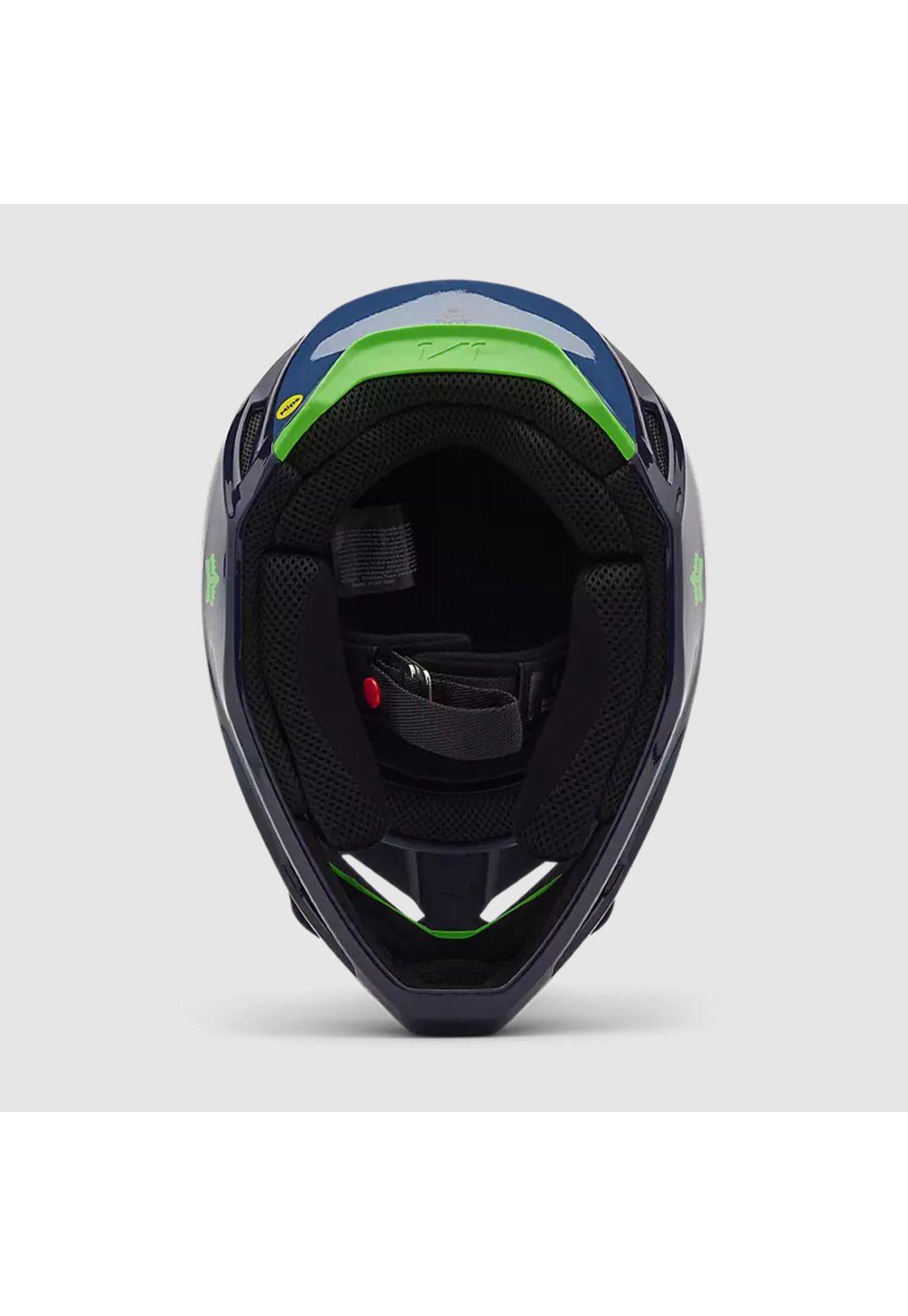 Casco Moto V1 Taunt Azul Marino/Verde Fox-5