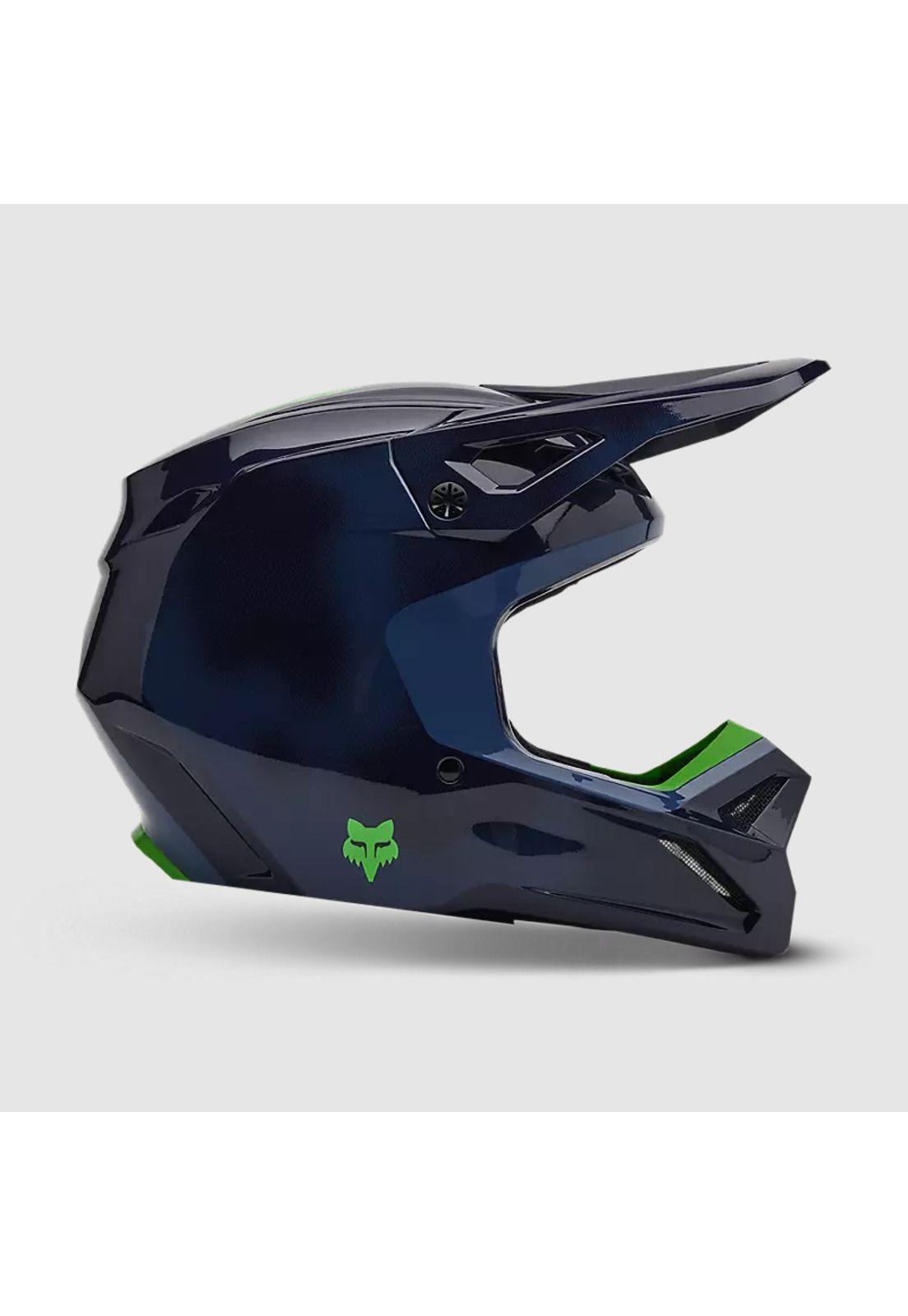 Casco Moto V1 Taunt Azul Marino/Verde Fox-1