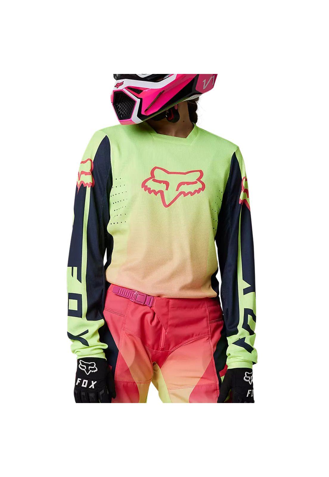 Polera Moto Mujer 180 Leed Rosado/Amarillo Fox-1