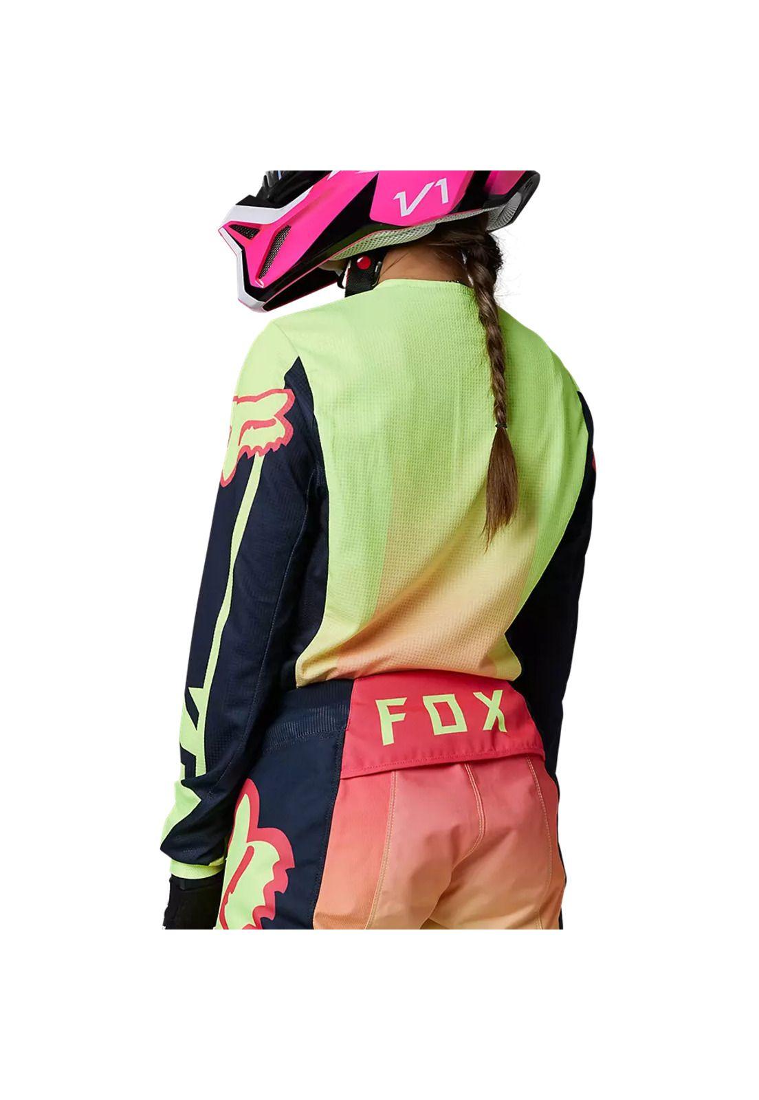 Polera Moto Mujer 180 Leed Rosado/Amarillo Fox-2