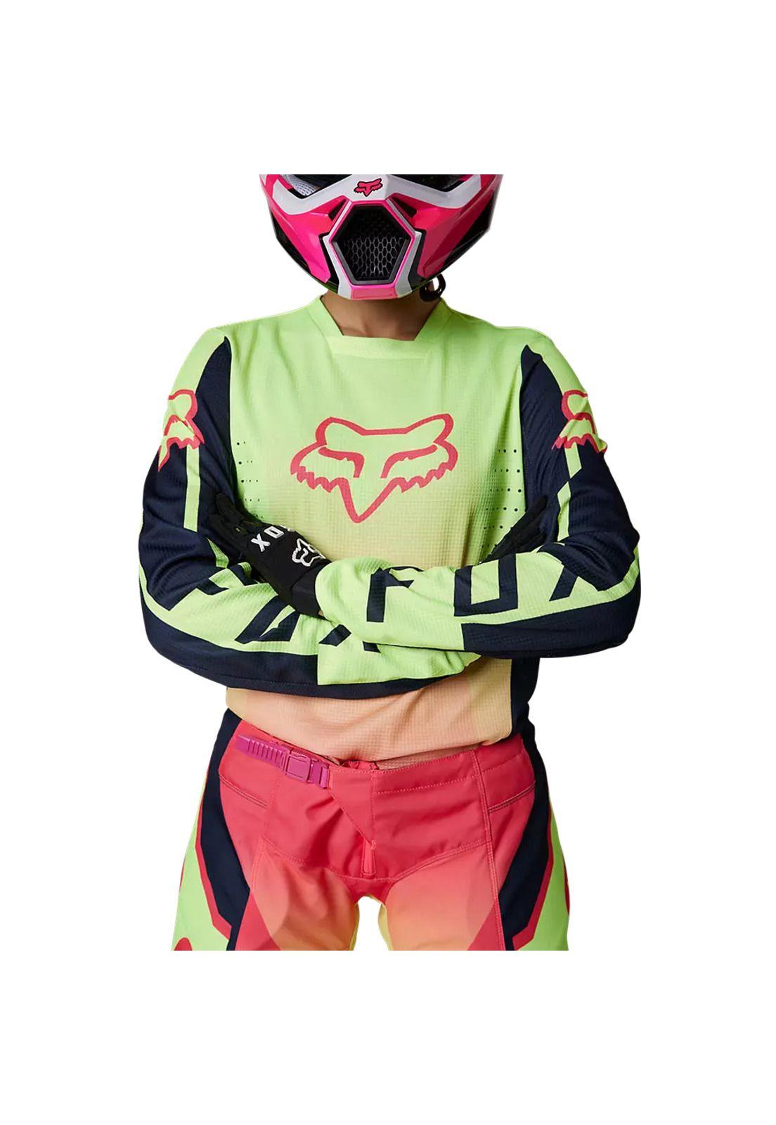 Polera Moto Mujer 180 Leed Rosado/Amarillo Fox-4