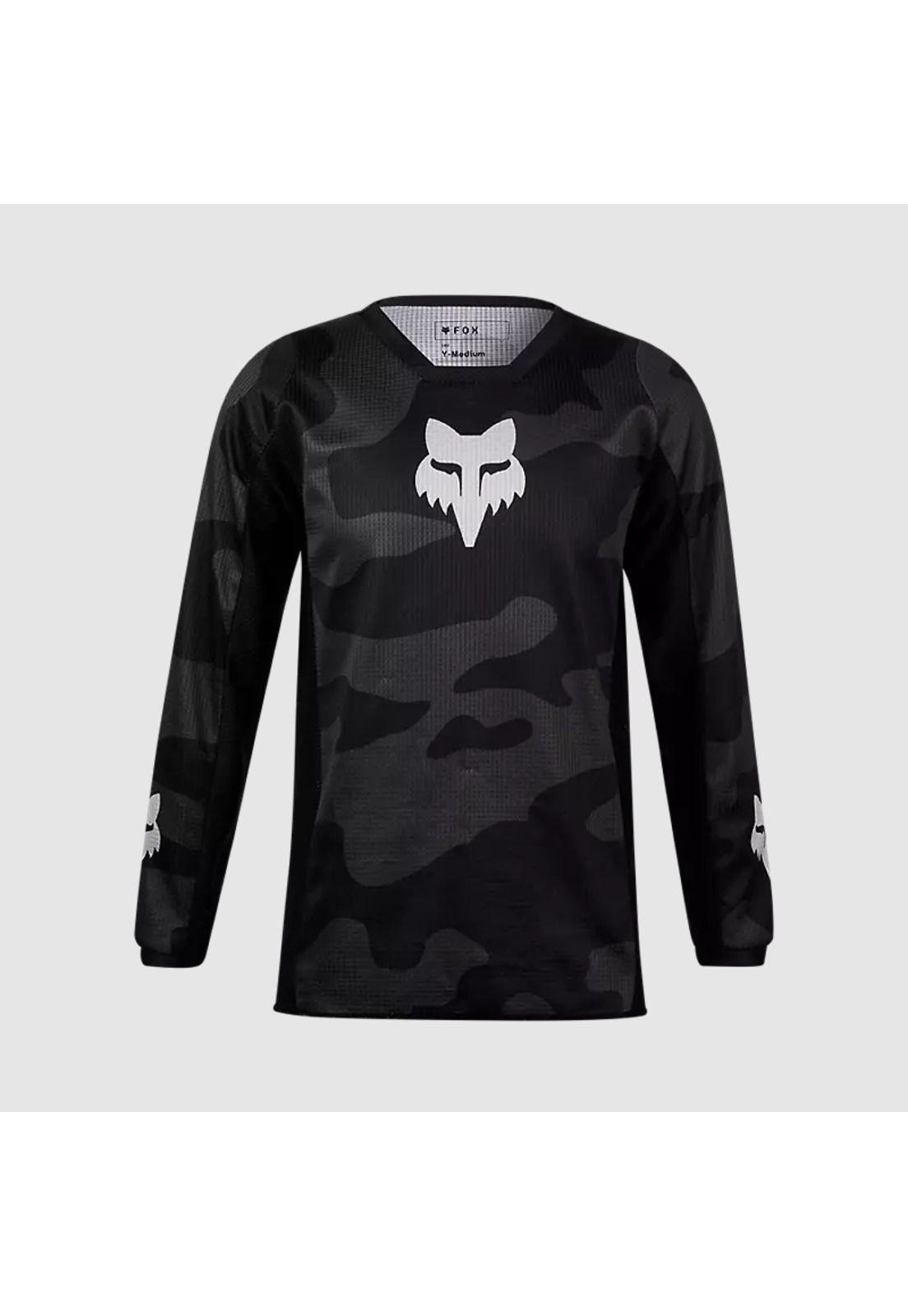 Polera Moto Niño 180 Bnkr Camo Negro Fox-0