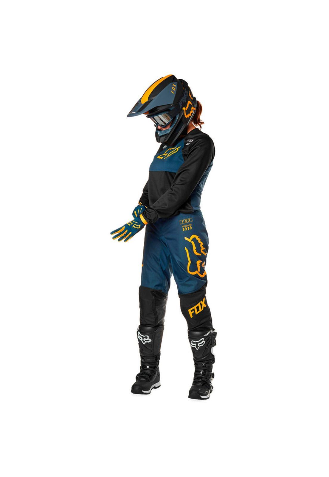 Pantalon Moto Mujer 180 Mata Negro Azul Fox-1