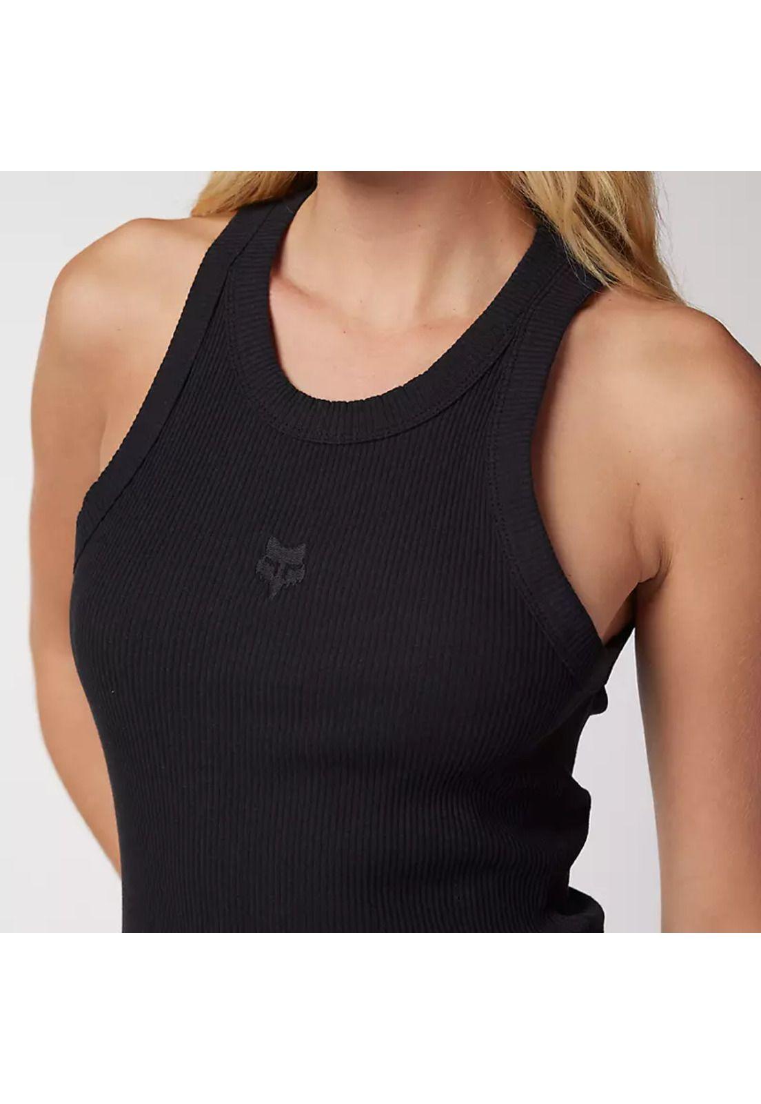 Polera Lifestyle Mujer Wordmark Rib Tank Negro Fox-2