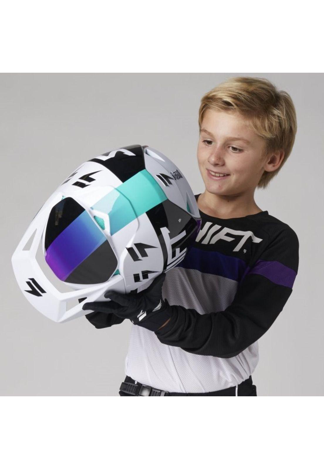 Casco Moto Niño White Label Uv Blanco/Morado Shift-1