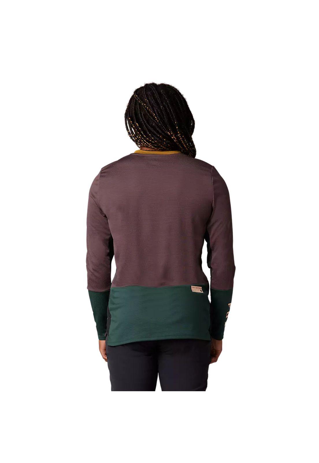 Polera Bicicleta Mujer Defend Manga Larga Morado/Verde Fox-2