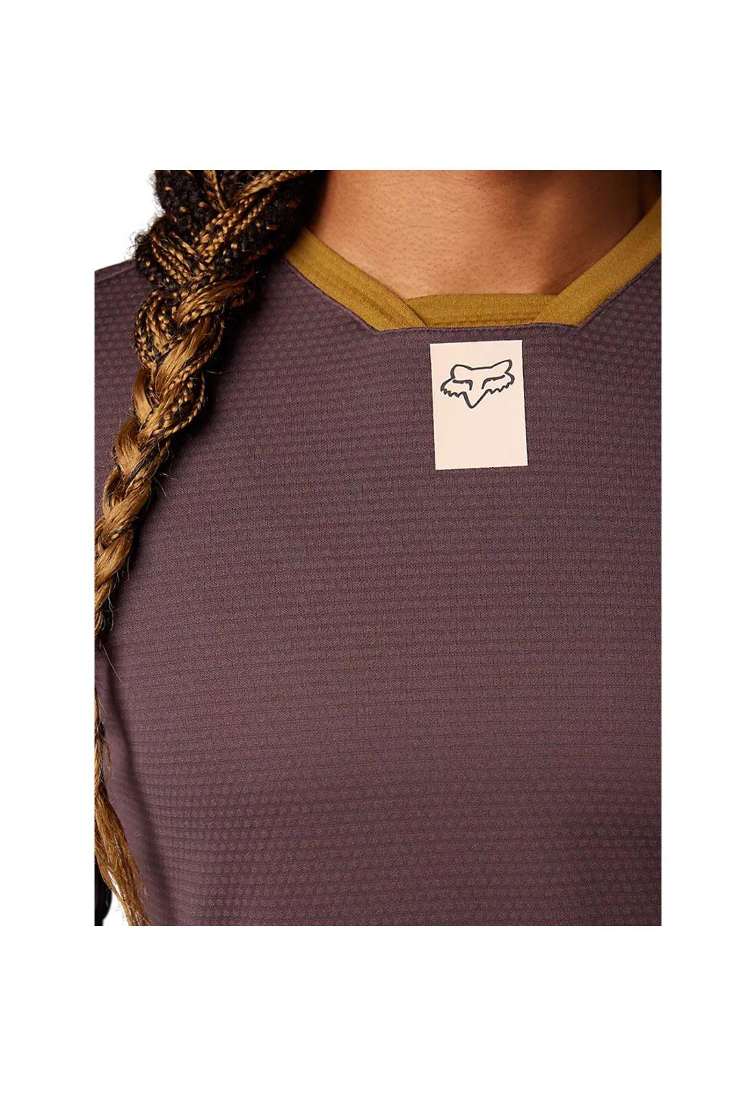 Polera Bicicleta Mujer Defend Manga Larga Morado/Verde Fox-3