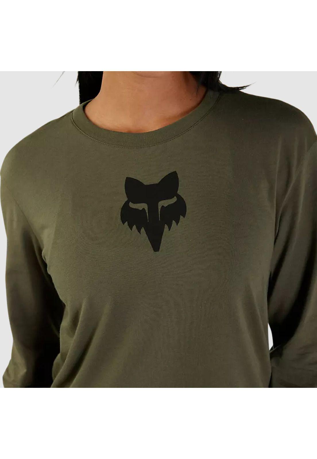 Polera Lifestyle Mujer Fox Head Manga Larga Verde Oliva Fox-2
