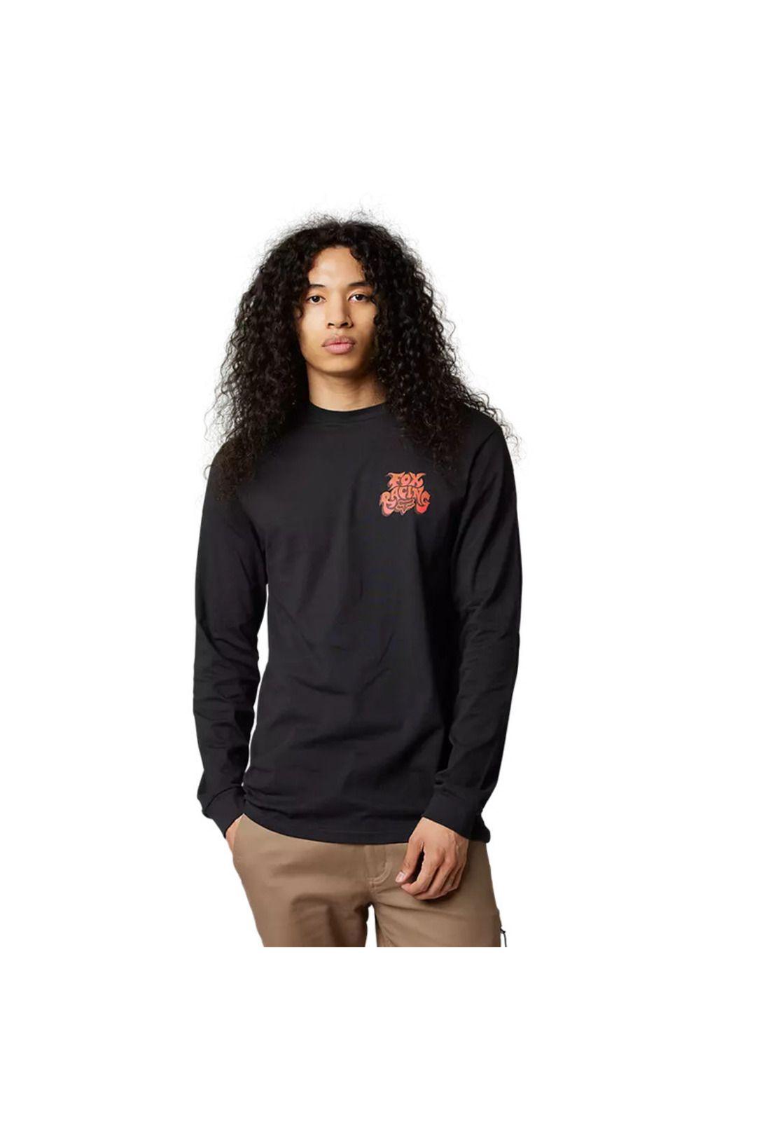 Polera Lifestyle Manga Larga Colel Negro Fox-0