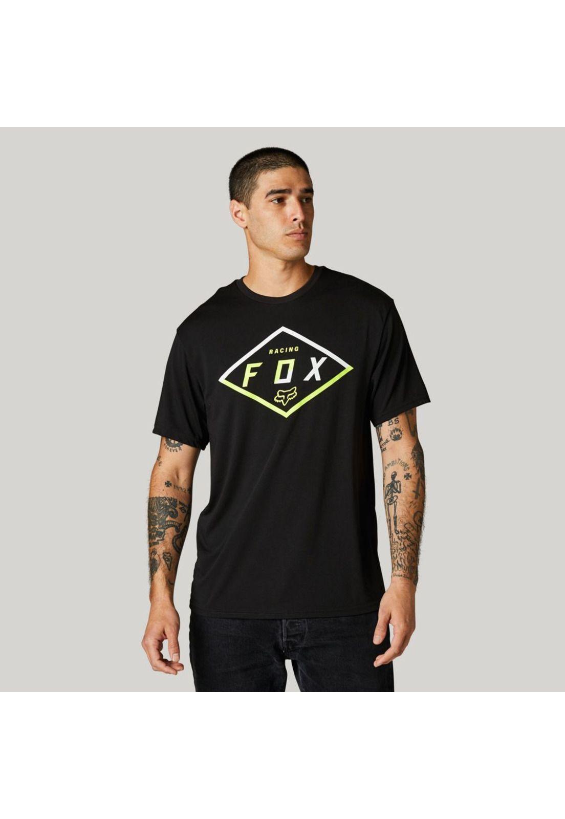 Polera Lifestyle Badge SS Tech Tee Negro Fox-0