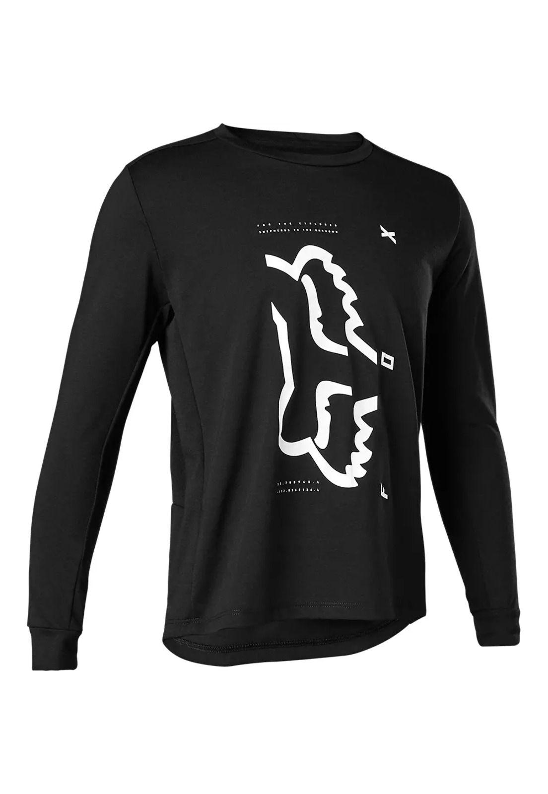Polera Bicicleta Niño Ranger Drirelease Manga Larga Negro Fox-0