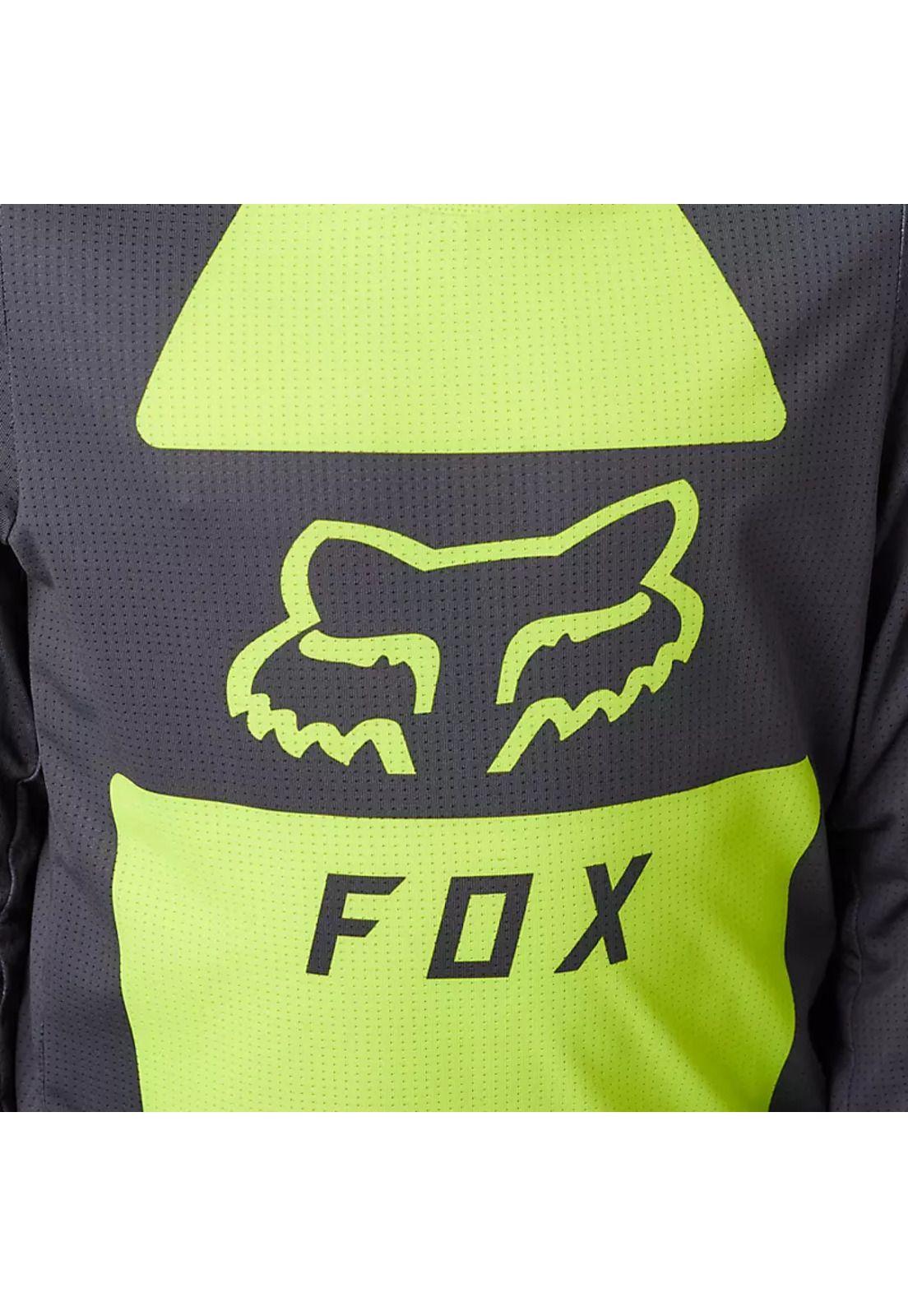 Polera Moto Niño Ranger Drive Krux SXS Con Cuello Amarillo Fluor Fox-7