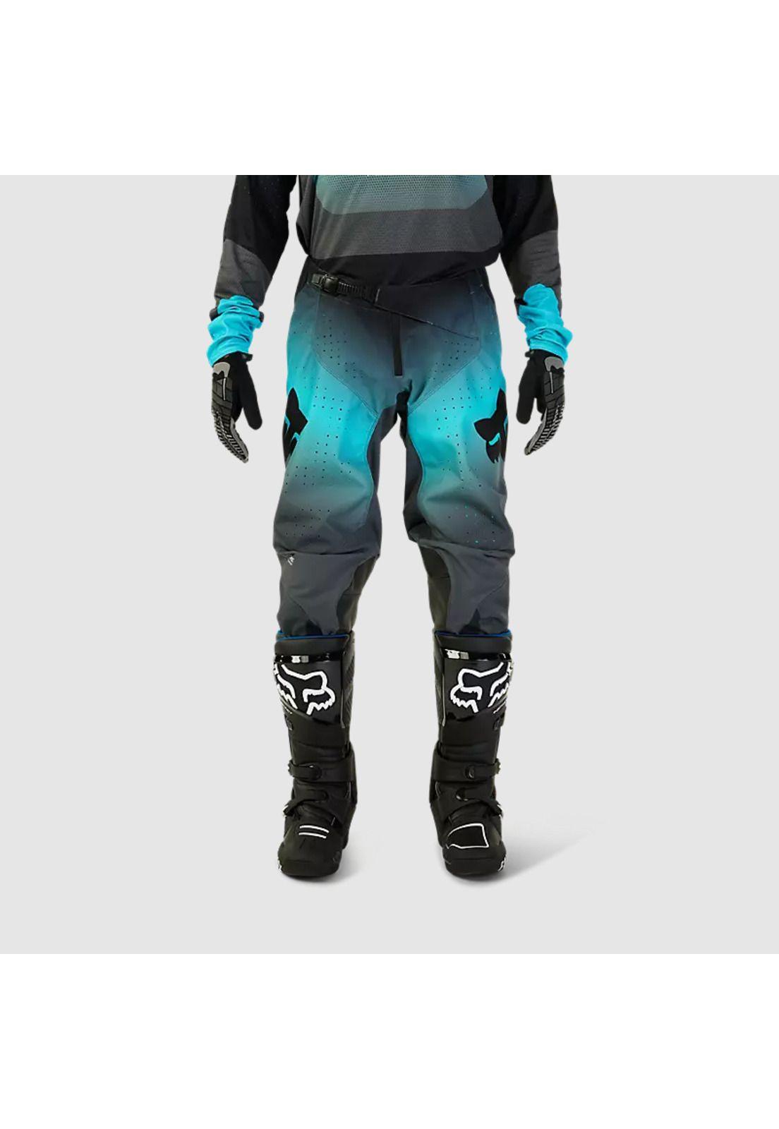 Pantalon Moto 360 Revise Negro/Celeste Fox-2