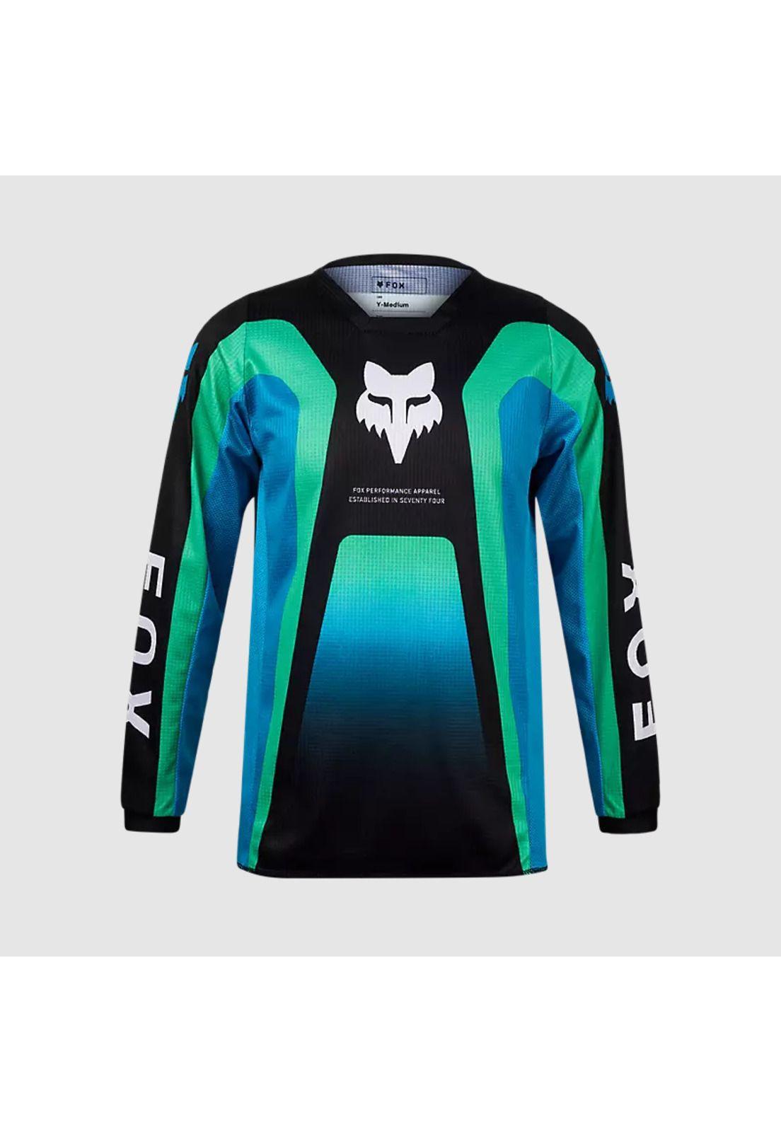 Polera Moto Niño 180 Ballast Negro/Azul Fox-0