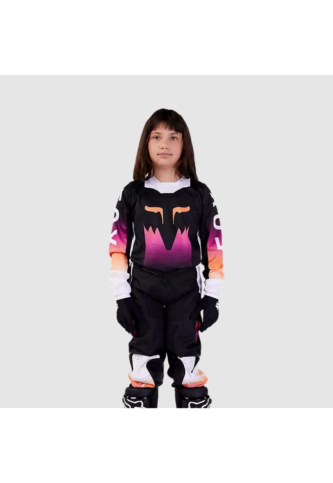 Polera Moto Niña 180 Flora Negro/Rosado Fox-1