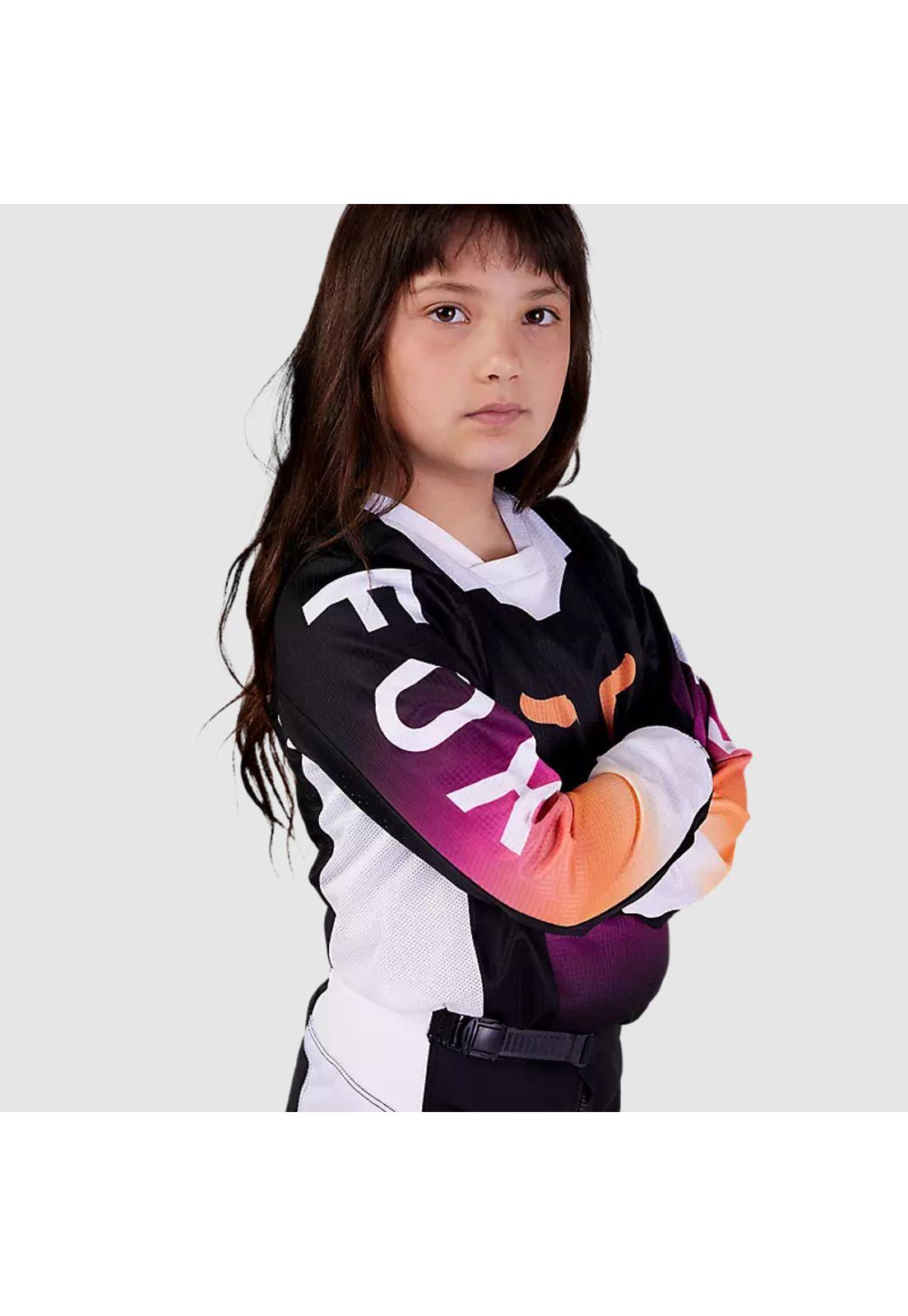 Polera Moto Niña 180 Flora Negro/Rosado Fox-3
