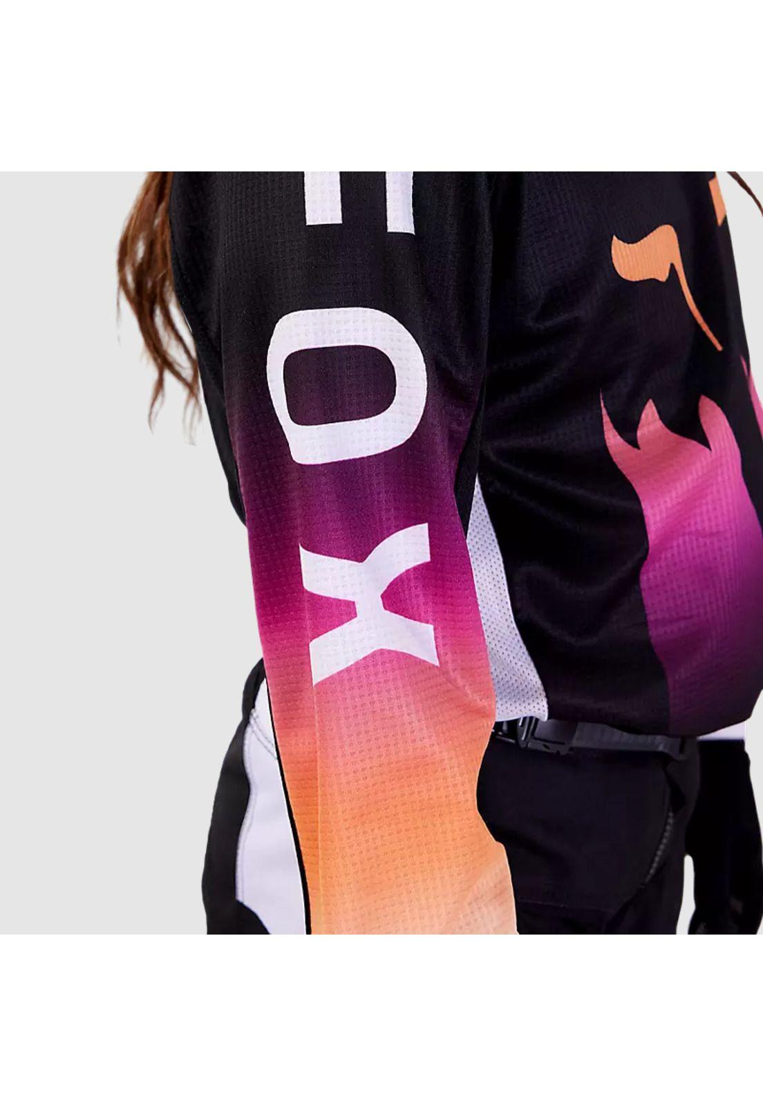 Polera Moto Niña 180 Flora Negro/Rosado Fox-4